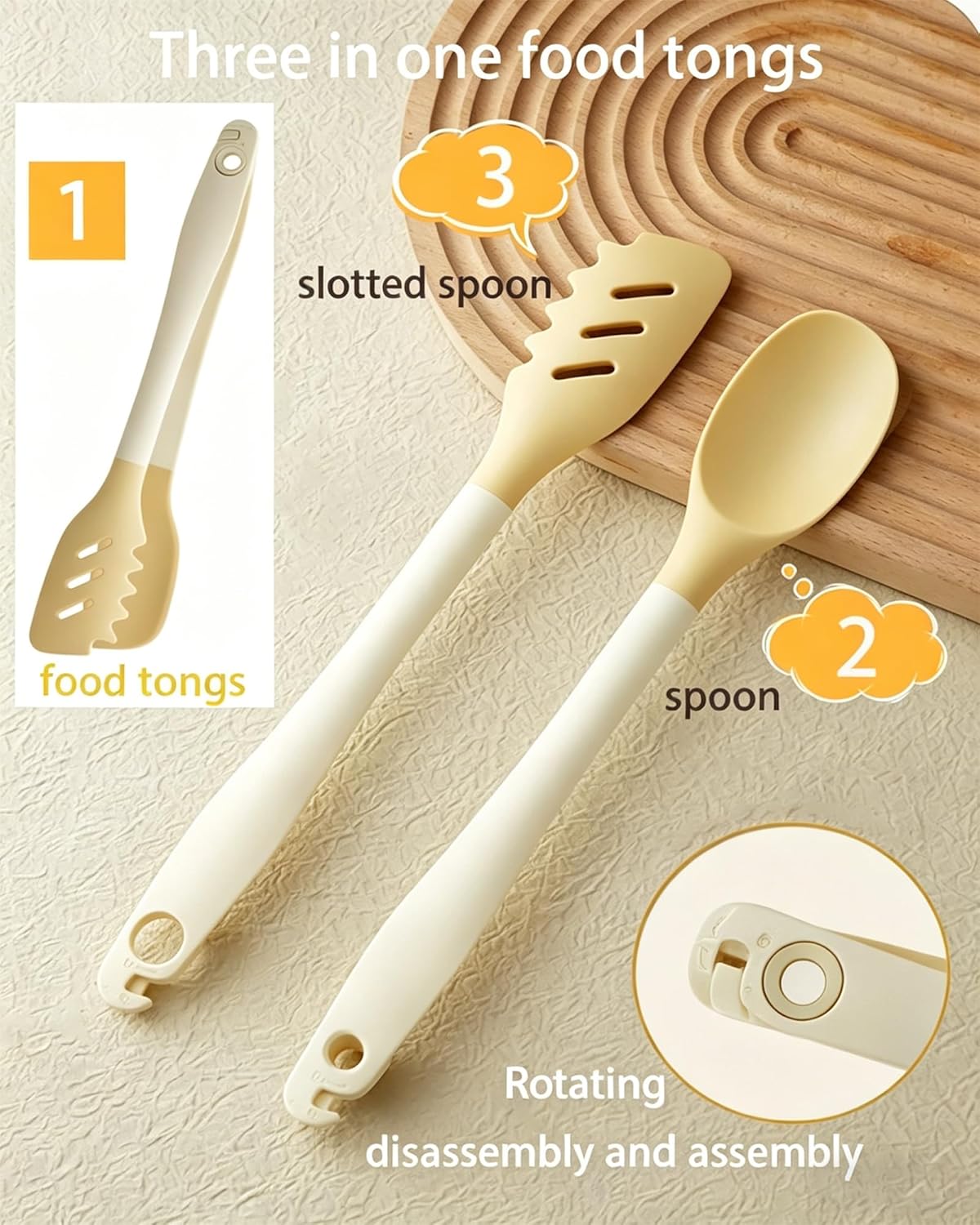 slotted spoon three in one food tongs